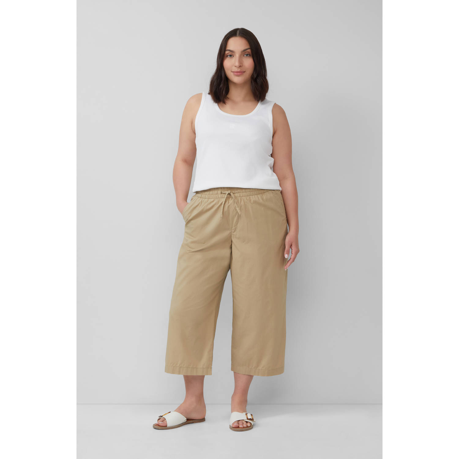 s.Oliver Curve straight regular waist casual broek beige