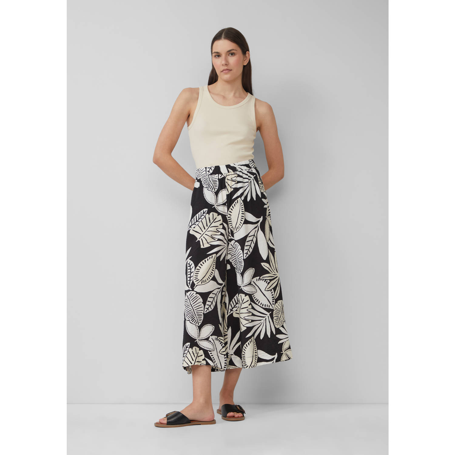 S.Oliver wide leg high waist culotte zwart