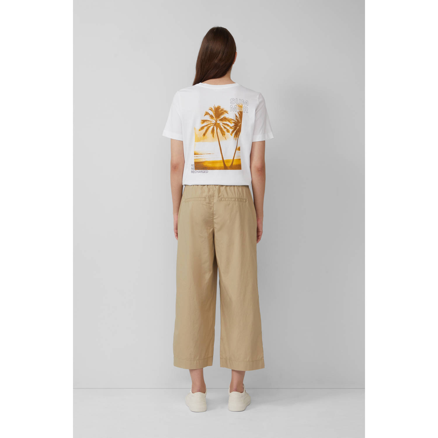 s.Oliver wide leg regular waist casual broek beige