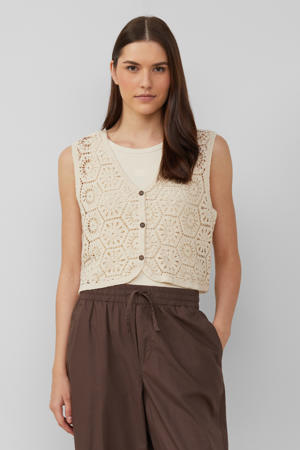 gebreid vest ecru crochet