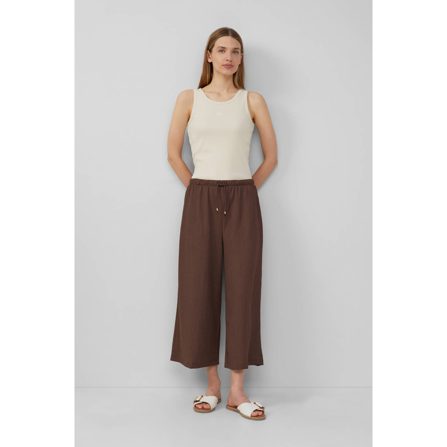 s.Oliver wide leg regular waist culotte donkerbruin