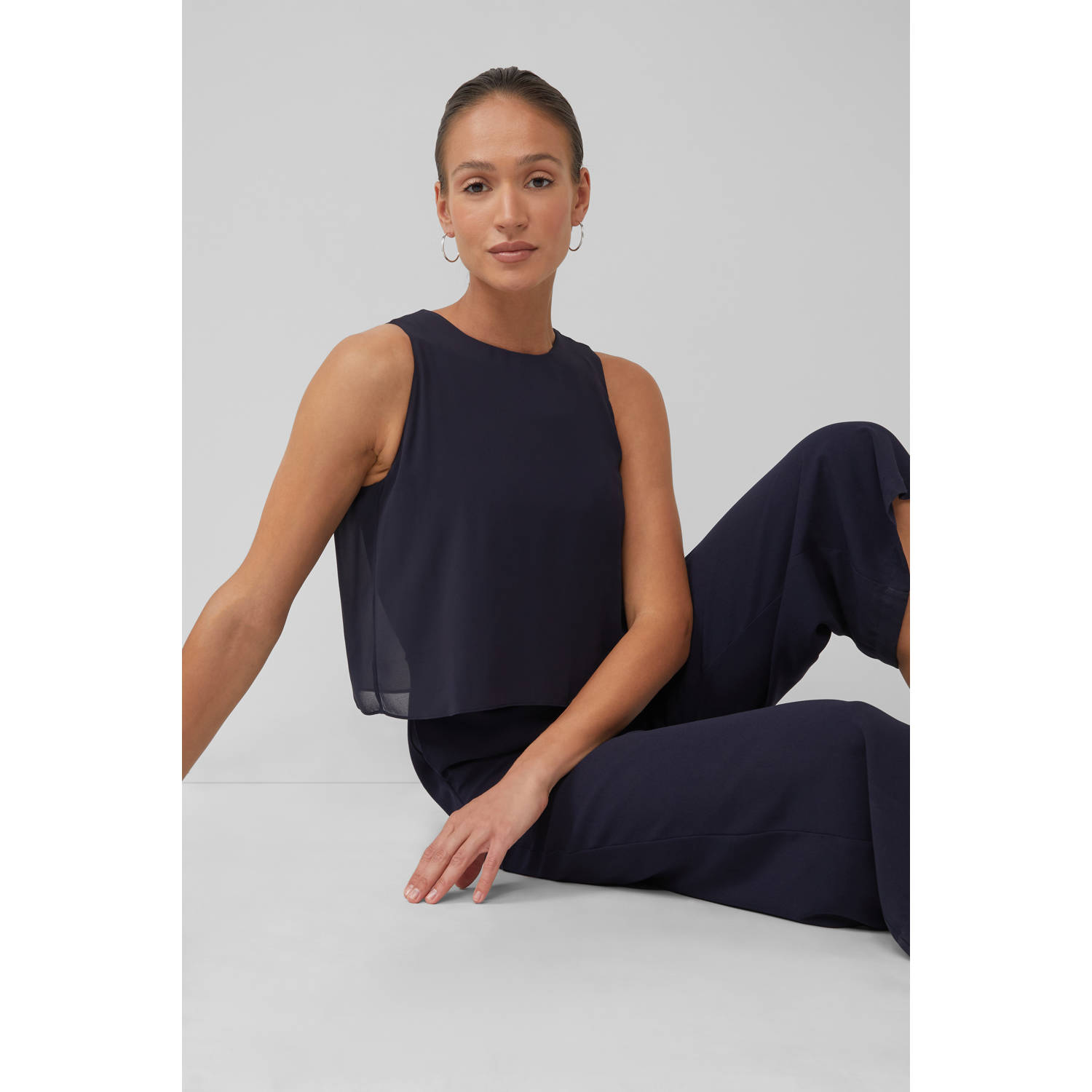 s.Oliver BLACK LABEL regular jumpsuit donkerblauw