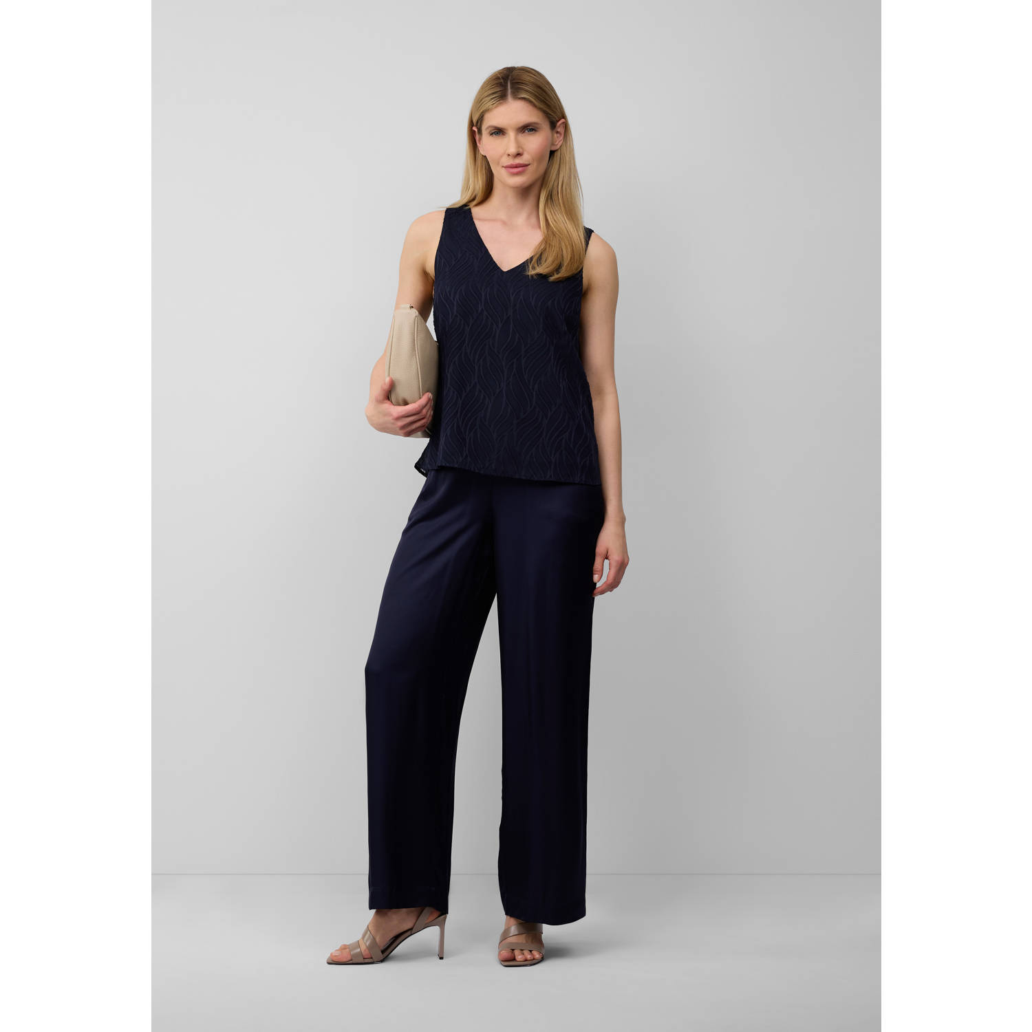 S.Oliver BLACK LABEL wide leg high waist casual broek marine