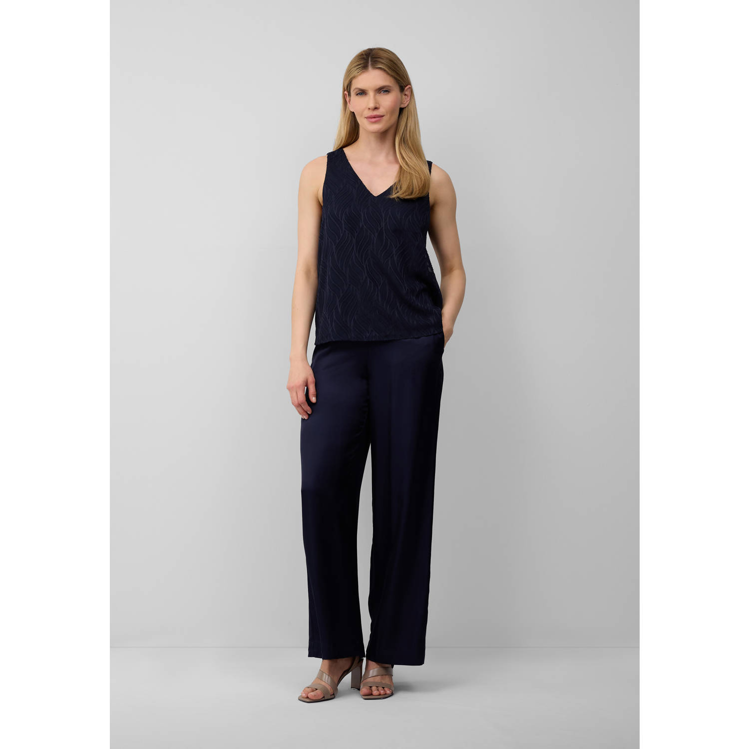 s.Oliver BLACK LABEL wide leg high waist casual broek marine