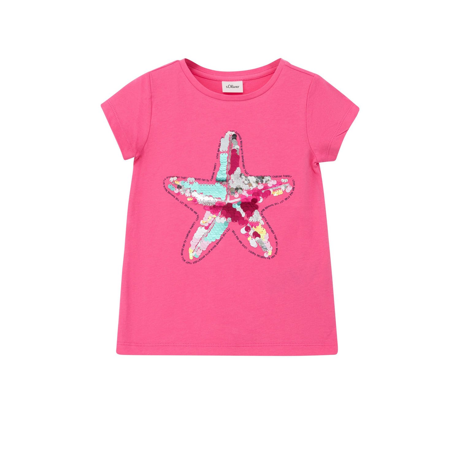 s.Oliver T-shirt roze met pailletten