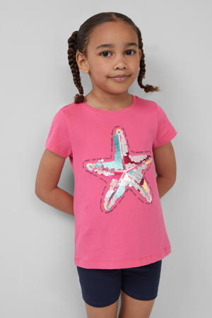 T-shirt roze met pailletten