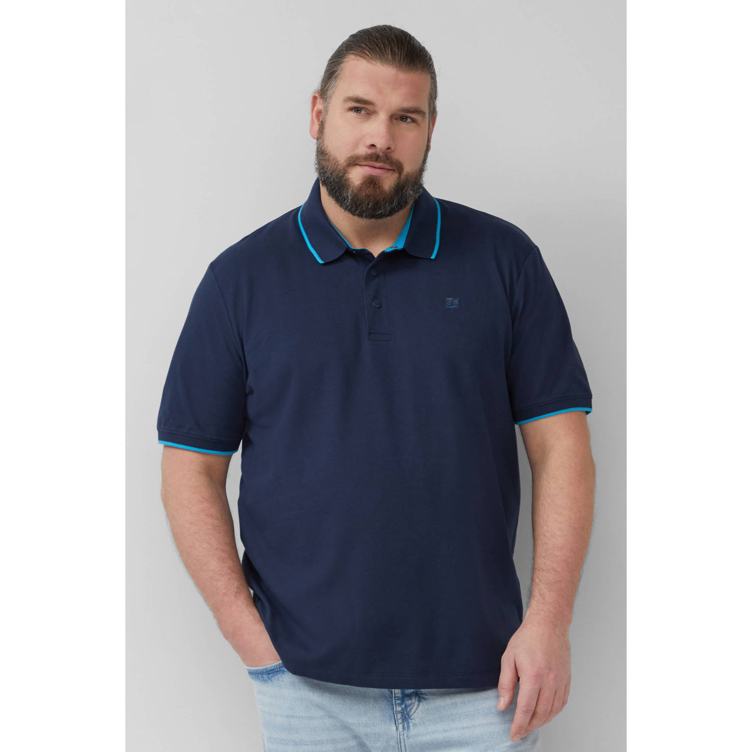 S.Oliver Big Size regular polo donkerblauw