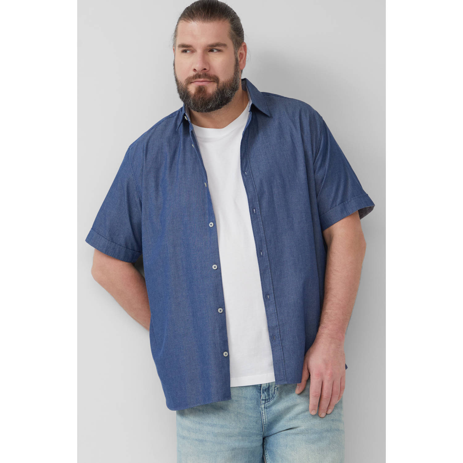 S.Oliver Big Size casual overhemd donkerblauw