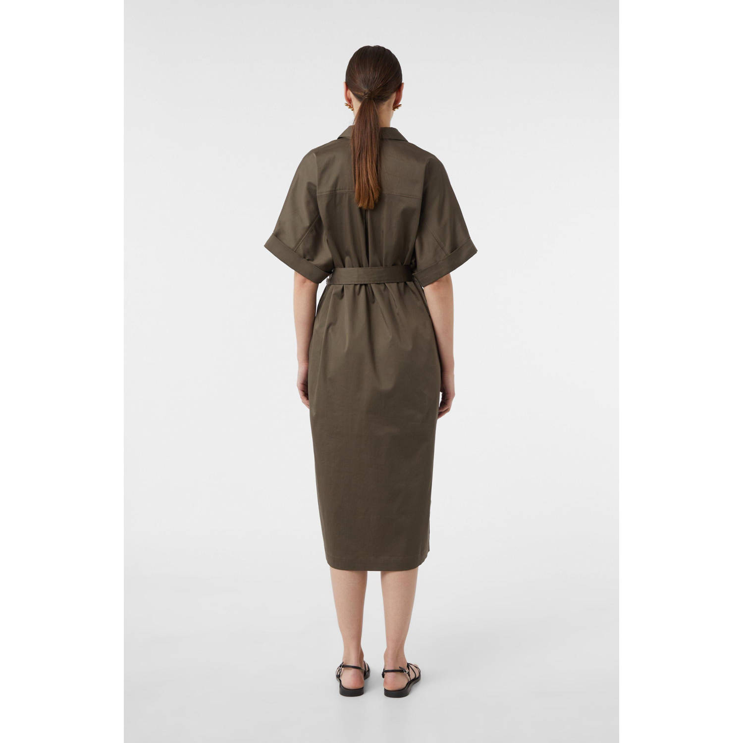 comma midi jurk bruin