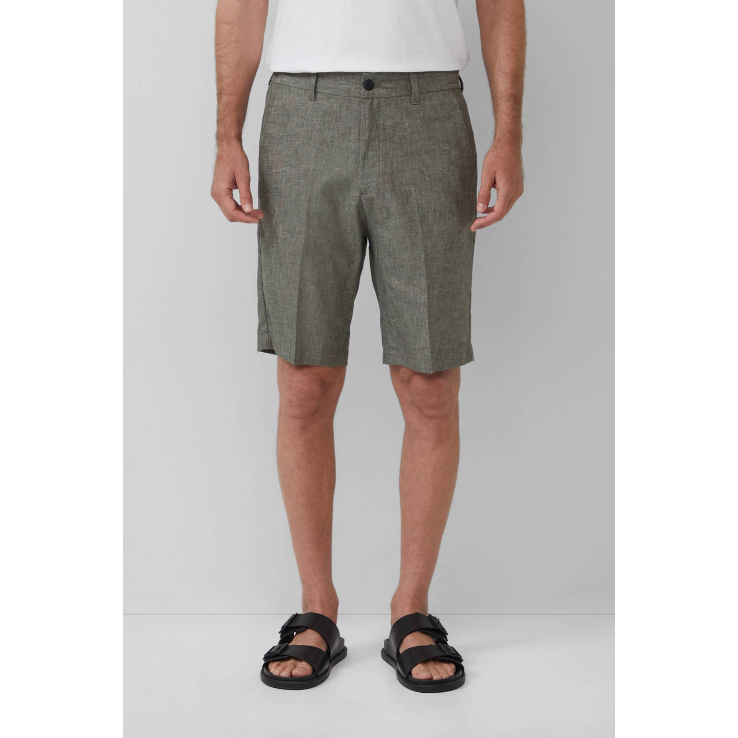 S.Oliver BLACK LABEL linnen regular chino short groen
