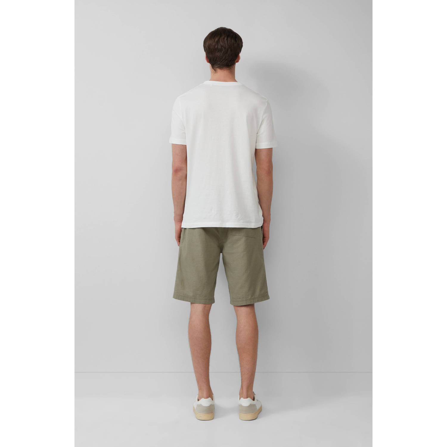 s.Oliver linnen relaxed bermuda short donkergroen