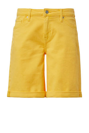 denim regular waist short geel