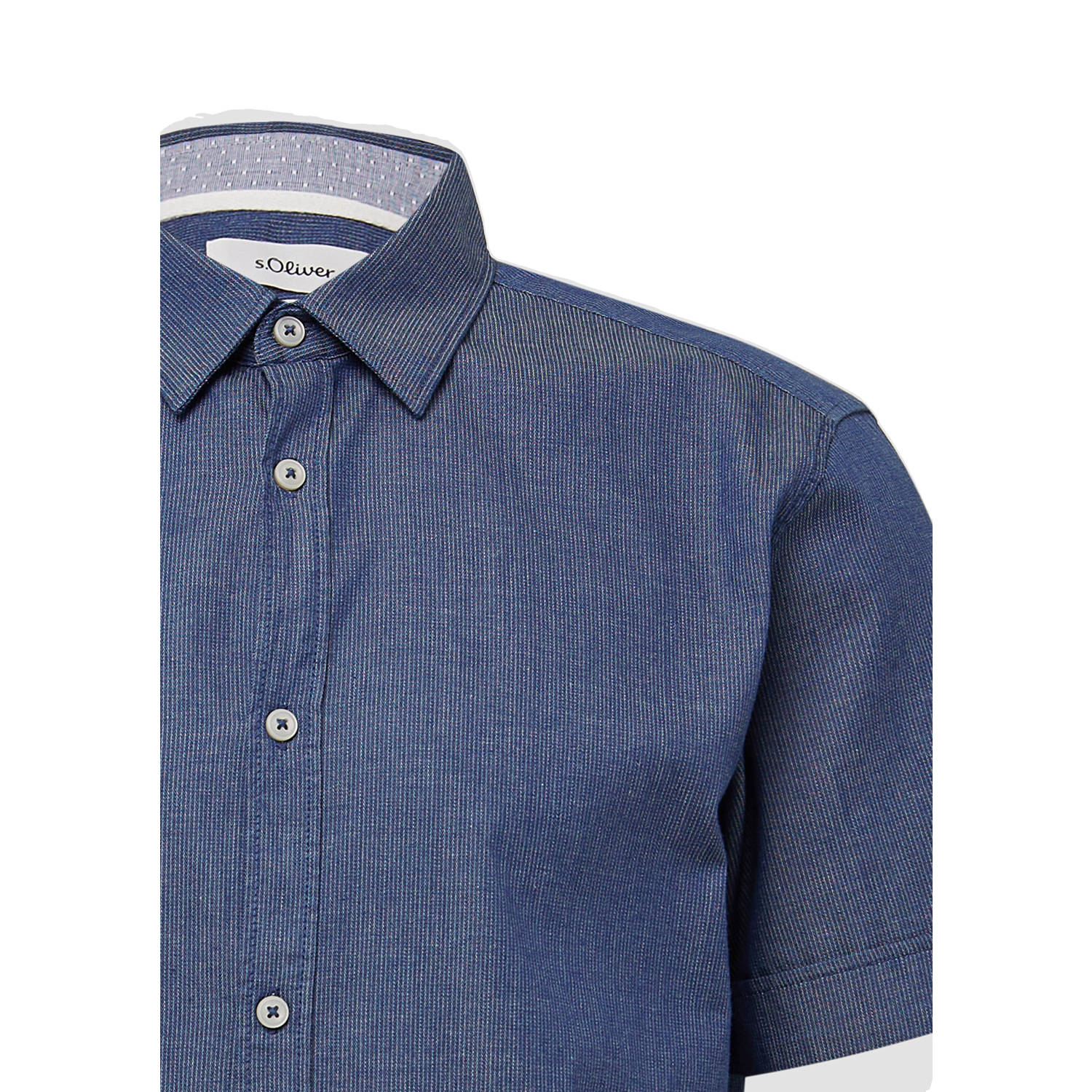 s.Oliver casual overhemd met textuur donkerblauw