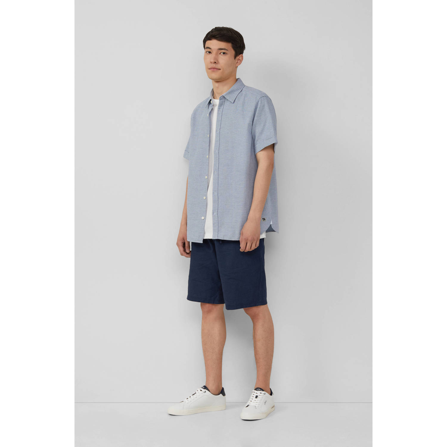 s.Oliver casual overhemd met textuur grijsblauw