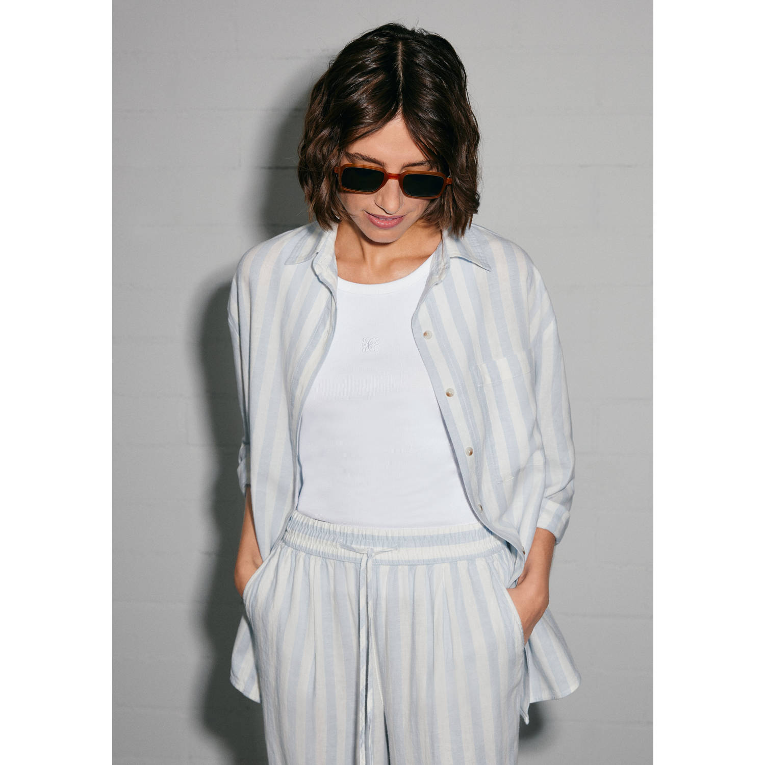 S.Oliver linnen blouse lichtblauw