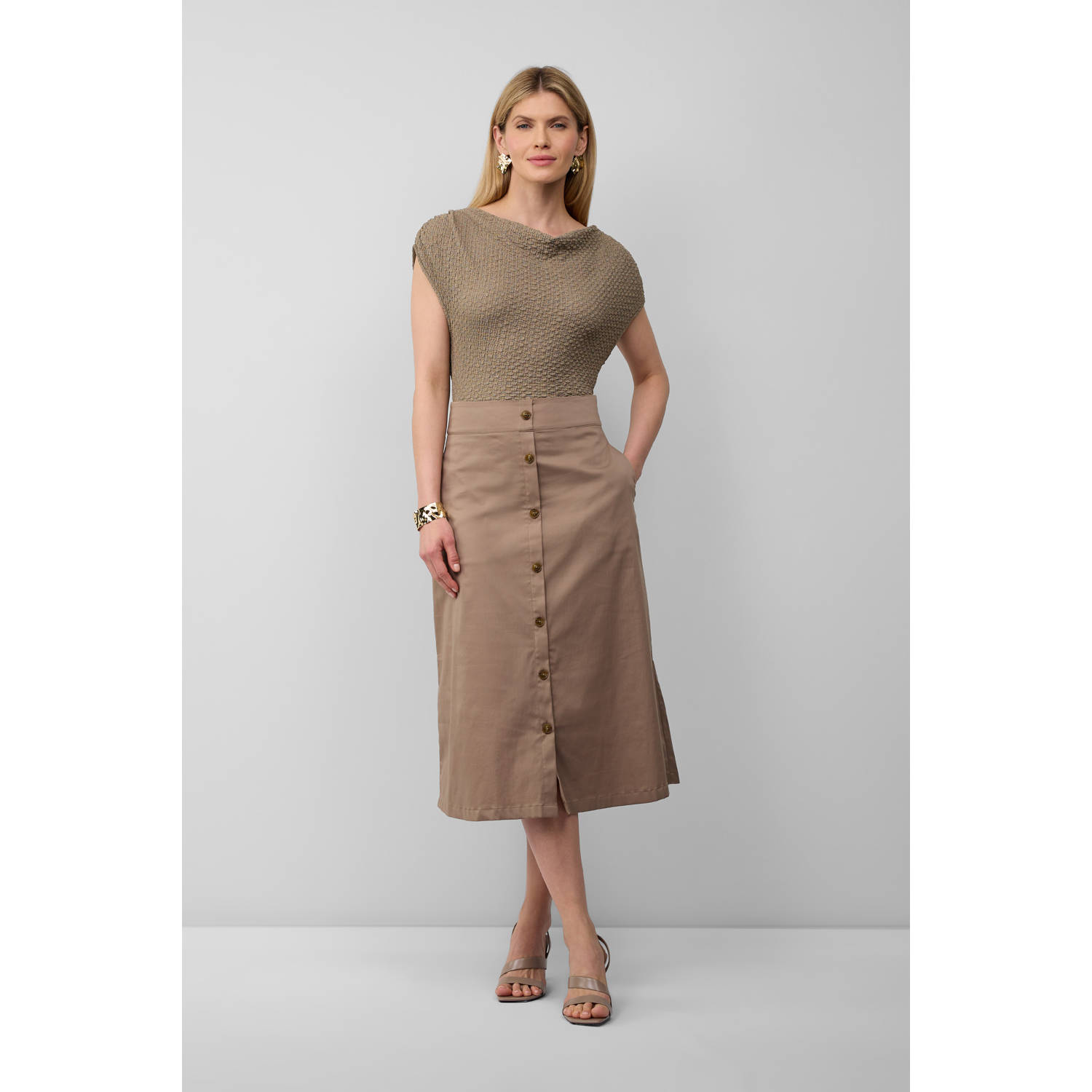 S.Oliver BLACK LABEL midi rok bruin