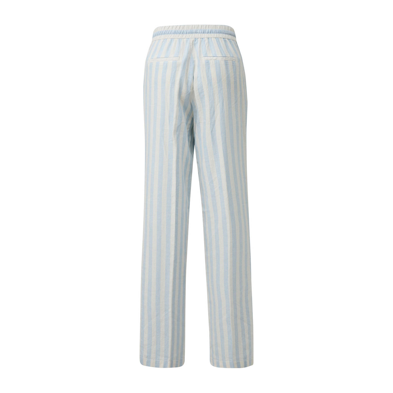 s.Oliver linnen straight high waist casual broek lichtblauw