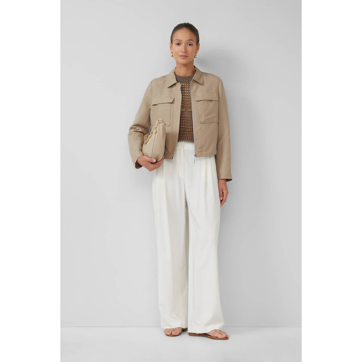 S.Oliver BLACK LABEL wide leg regular waist pantalon wit