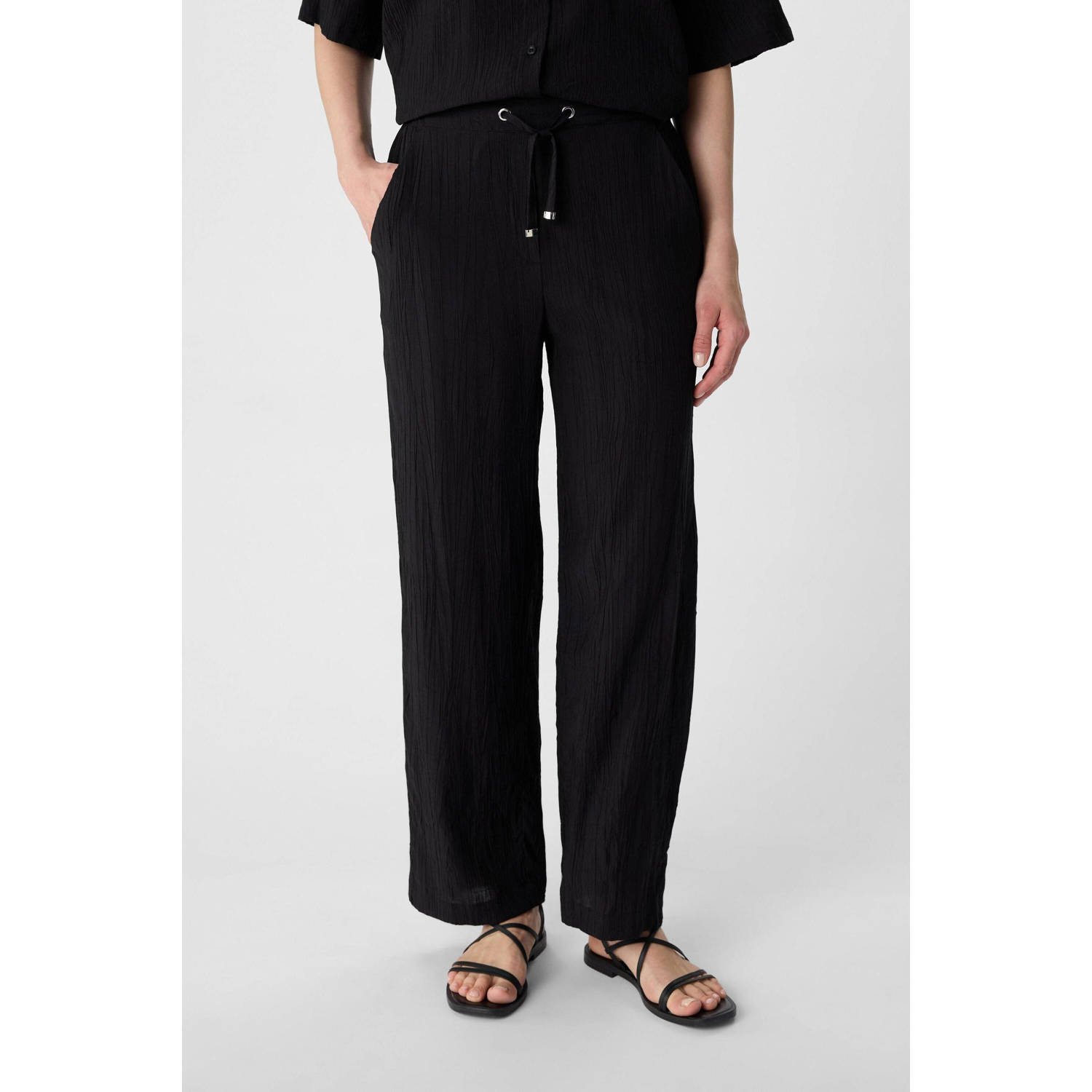 Comma casual identity regular waist casual broek zwart