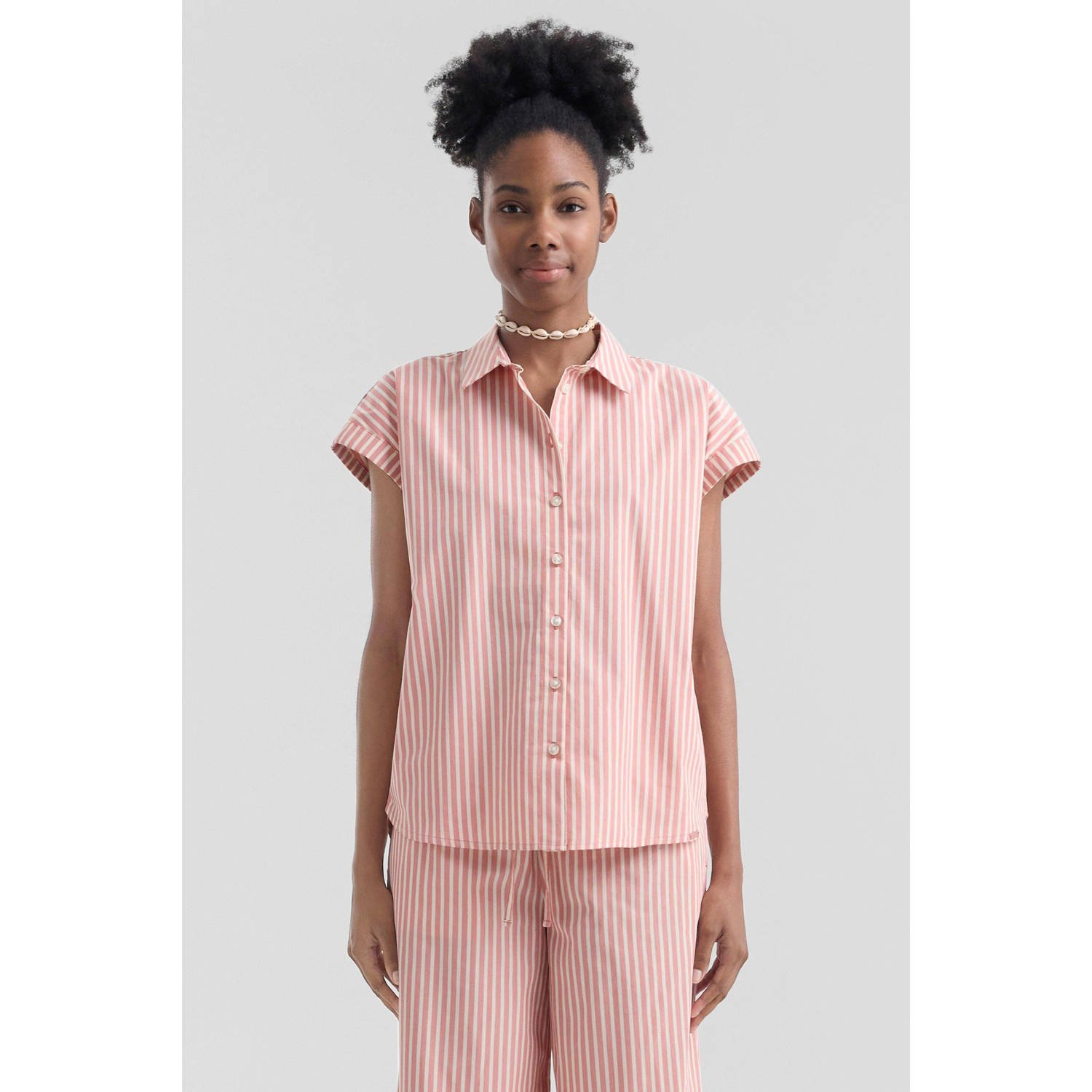 Q S designed by Blouse met korte mouwen in streep-look