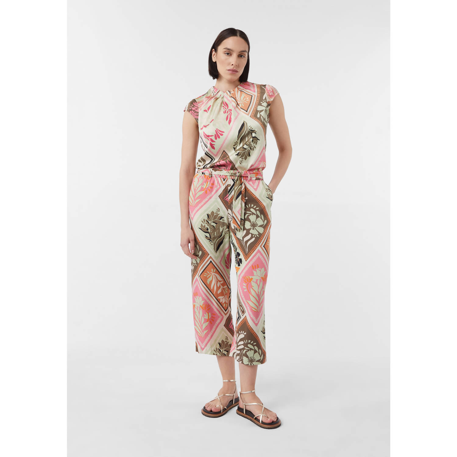 Comma regular waist casual broek groen