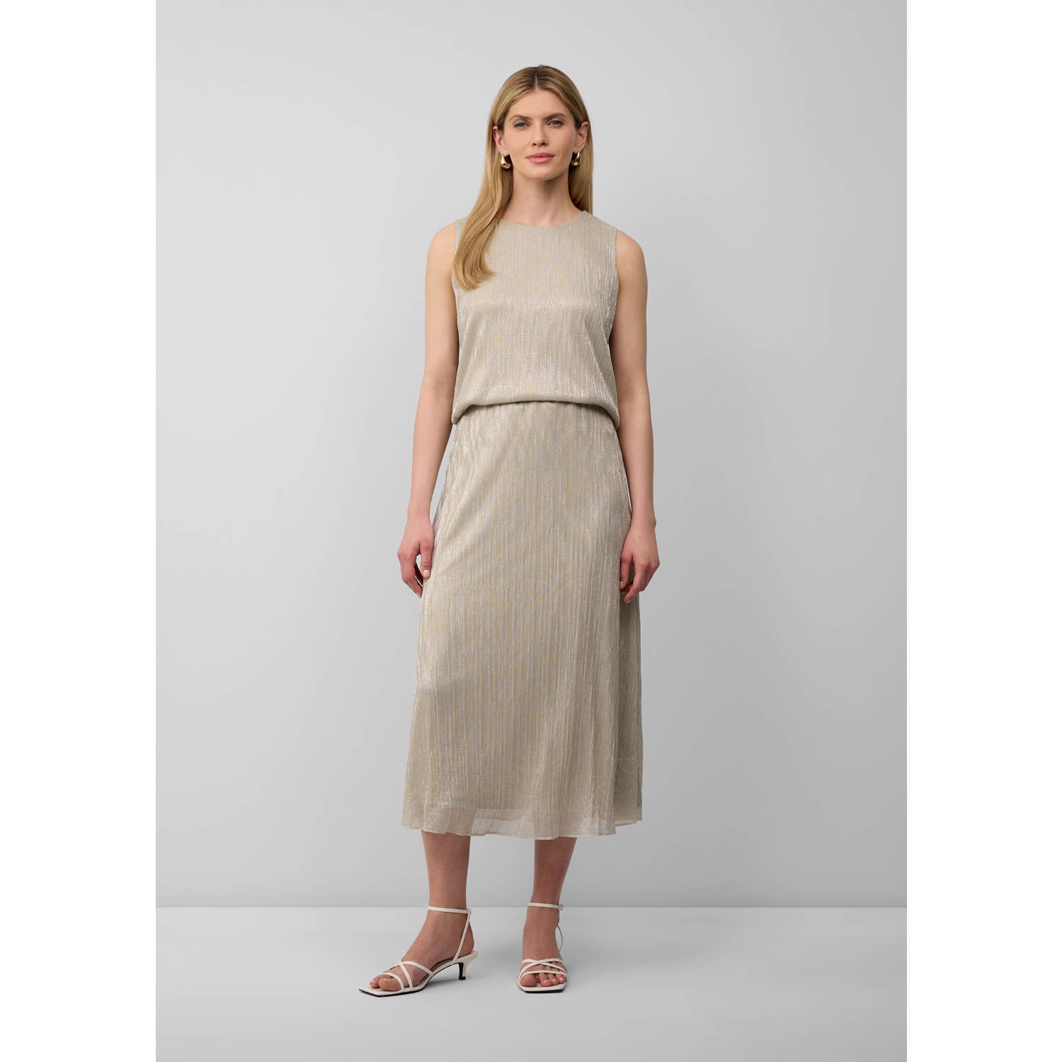 S.Oliver BLACK LABEL plissé rok met glitter lichtbruin