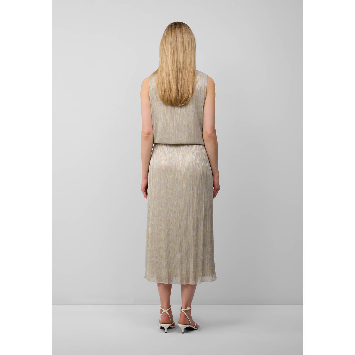 s.Oliver BLACK LABEL plissé rok met glitter lichtbruin