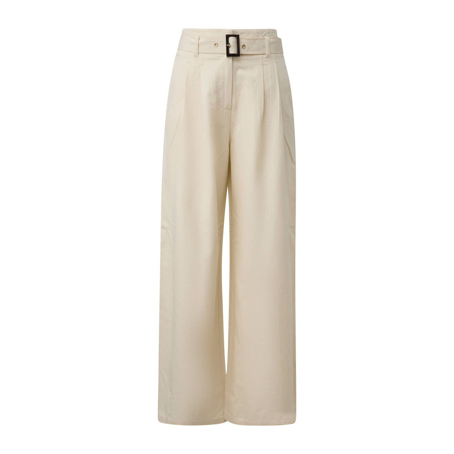 Comma linnen high waist casual broek ecru