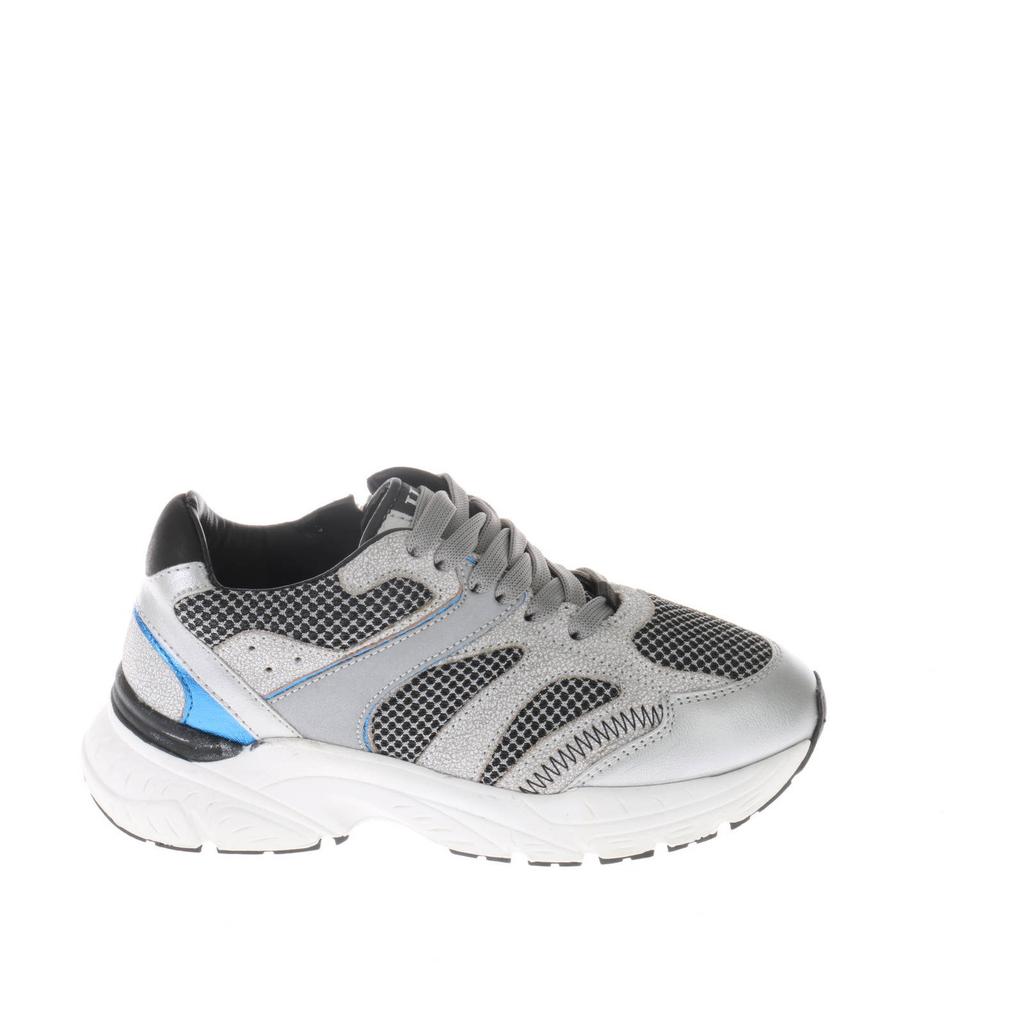 Zilver en grijze jongens Hip leren chunky sneakers van suède, leer, metallic en velours met veters
