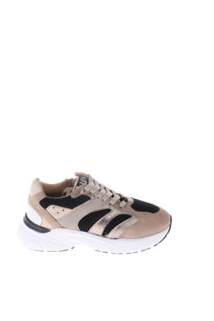 chunky leren sneakers beige