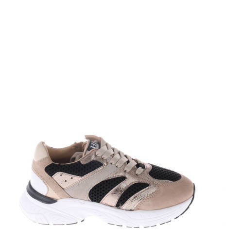 Hip chunky leren sneakers beige – Beige/zwart
