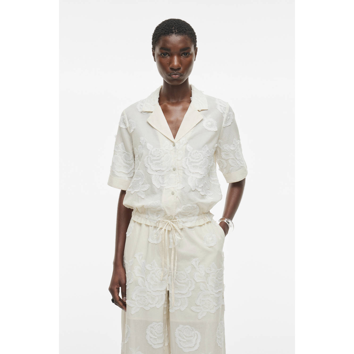 ROUGE EDIT Dames Blouses Rouzoe Ss Resort Colab Shirt Beige
