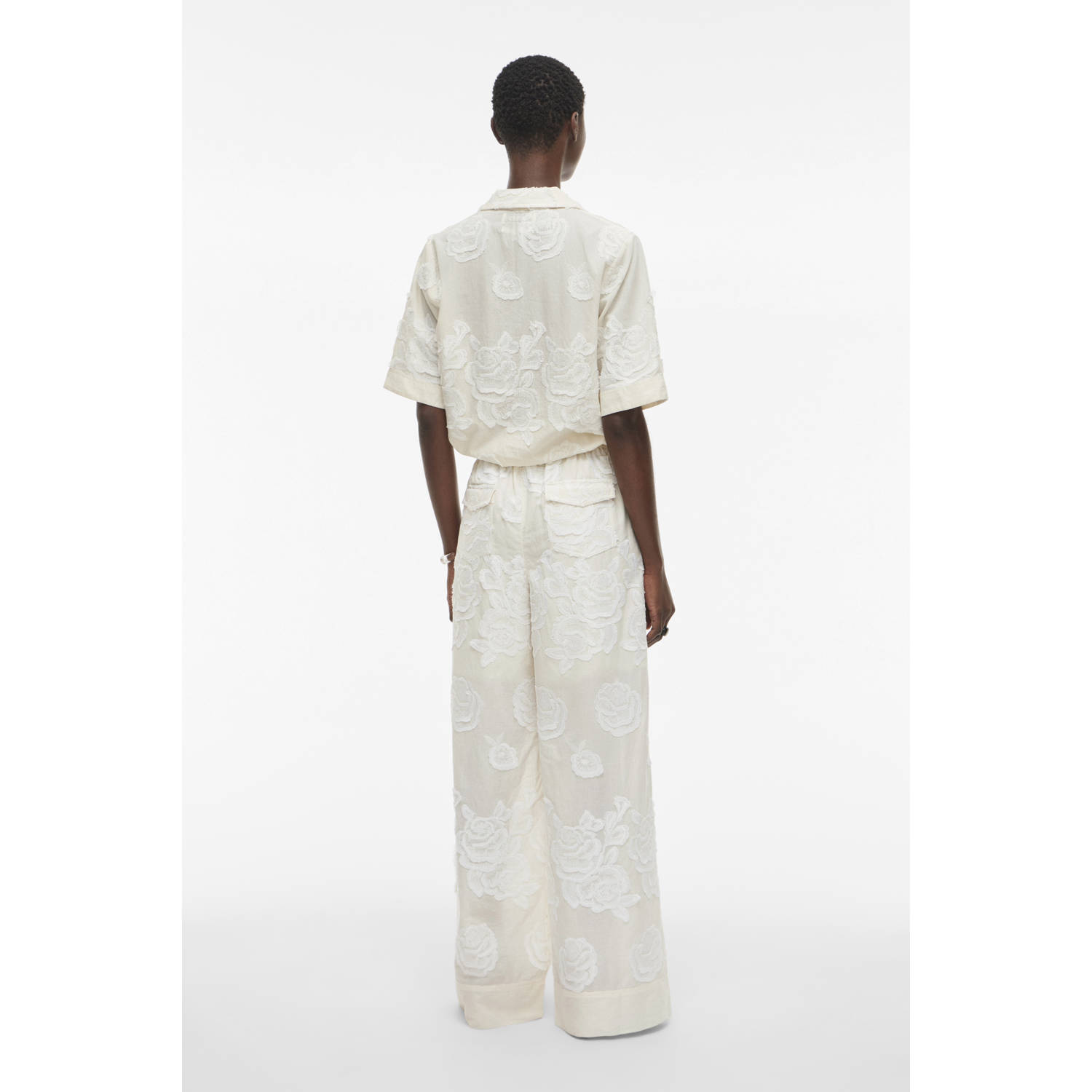 ROUGE EDIT wide leg high waist broek ecru
