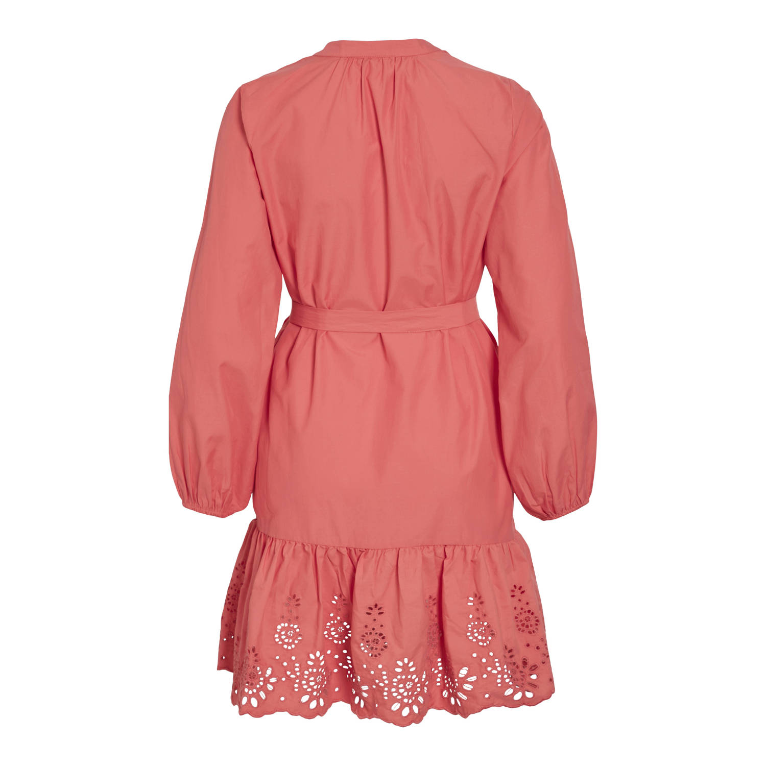 VILA zomerjurk broderie zalm