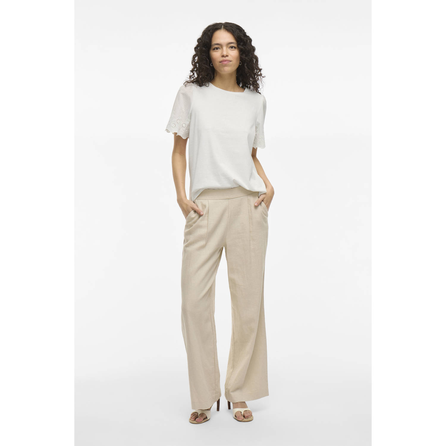 VILA T-shirt ecru broderie