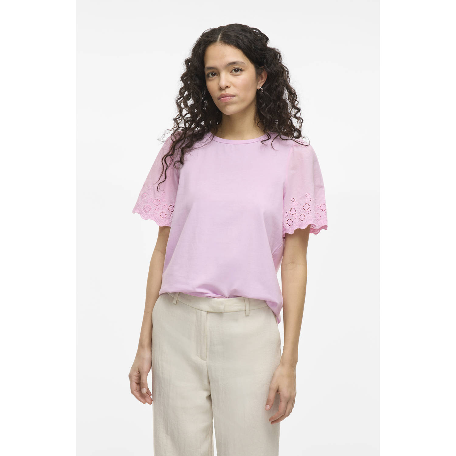 Vila T-shirt met broderie anglaise model 'CELIANA'