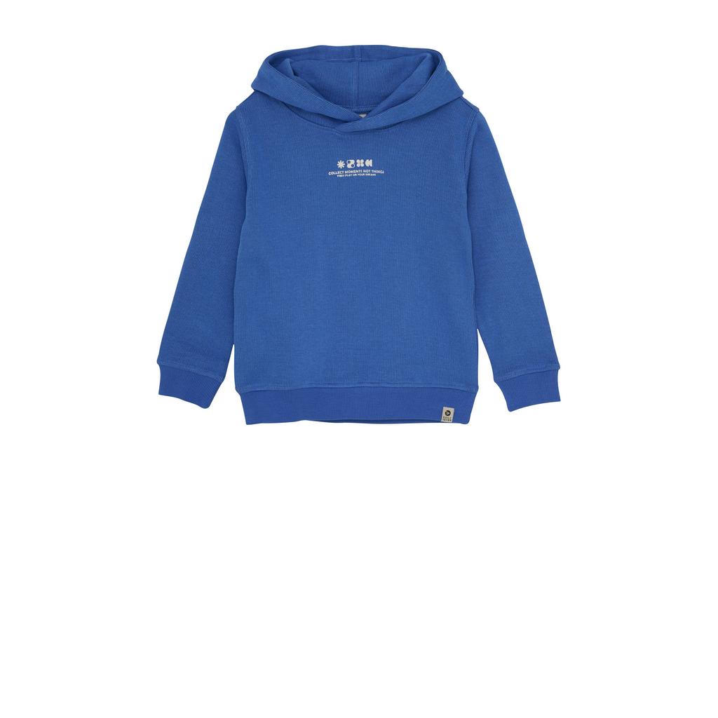 Blauwe jongens Daily7 hoodie van katoen met printopdruk, lange mouwen en capuchon
