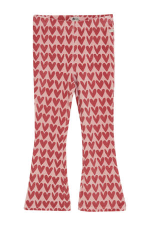 flared legging met hartjes roze