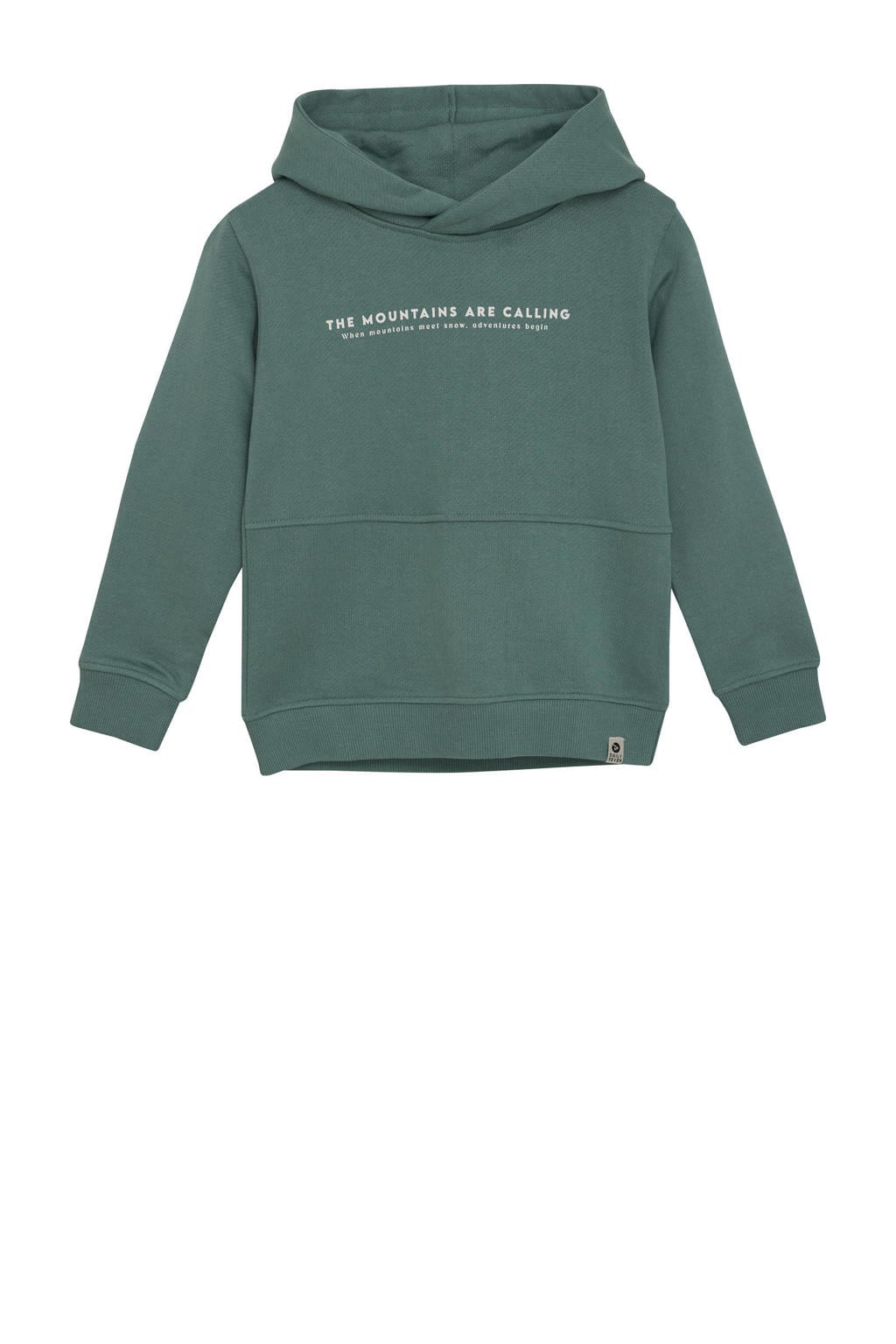 Groene jongens Daily7 hoodie van sweat materiaal met backprint, lange mouwen en capuchon