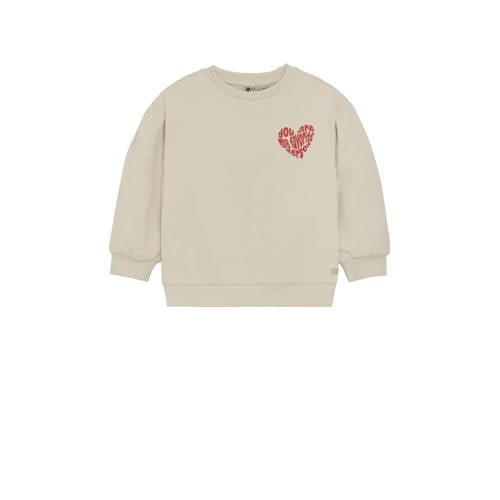 Daily7 denim sweater met backprint beige afbeelding