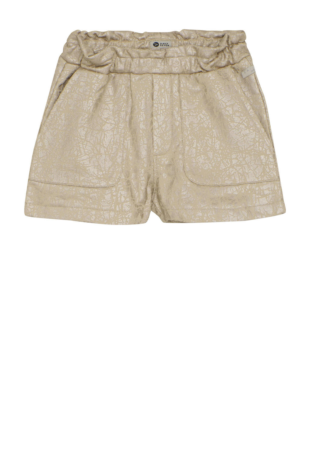 Beige en champagne meisjes Daily7 casual short van katoen met regular waist en elastische tailleband