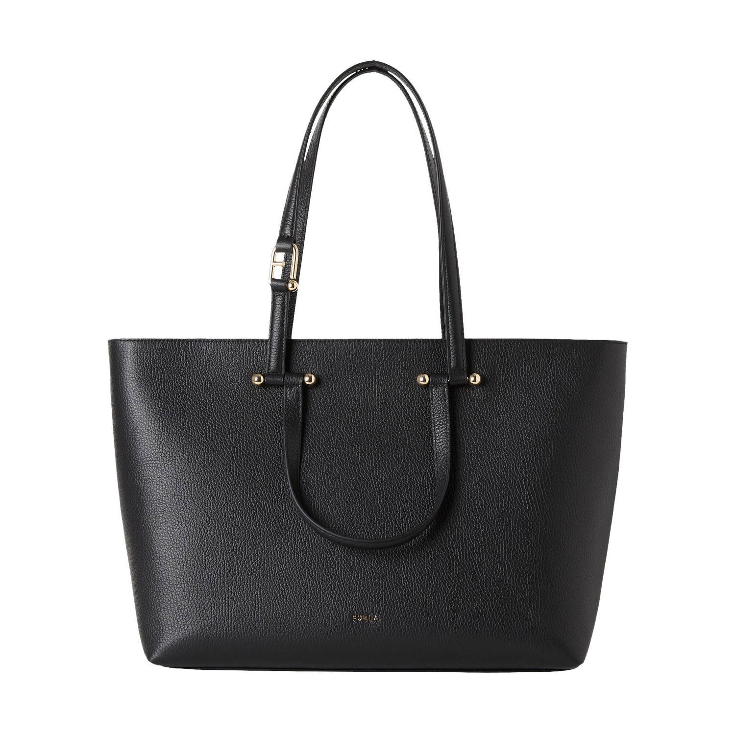 Furla leren shopper Duetto L zwart
