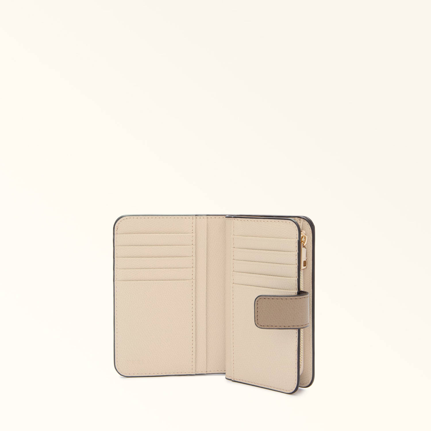 Furla leren portemonnee Camelia Compact M taupe