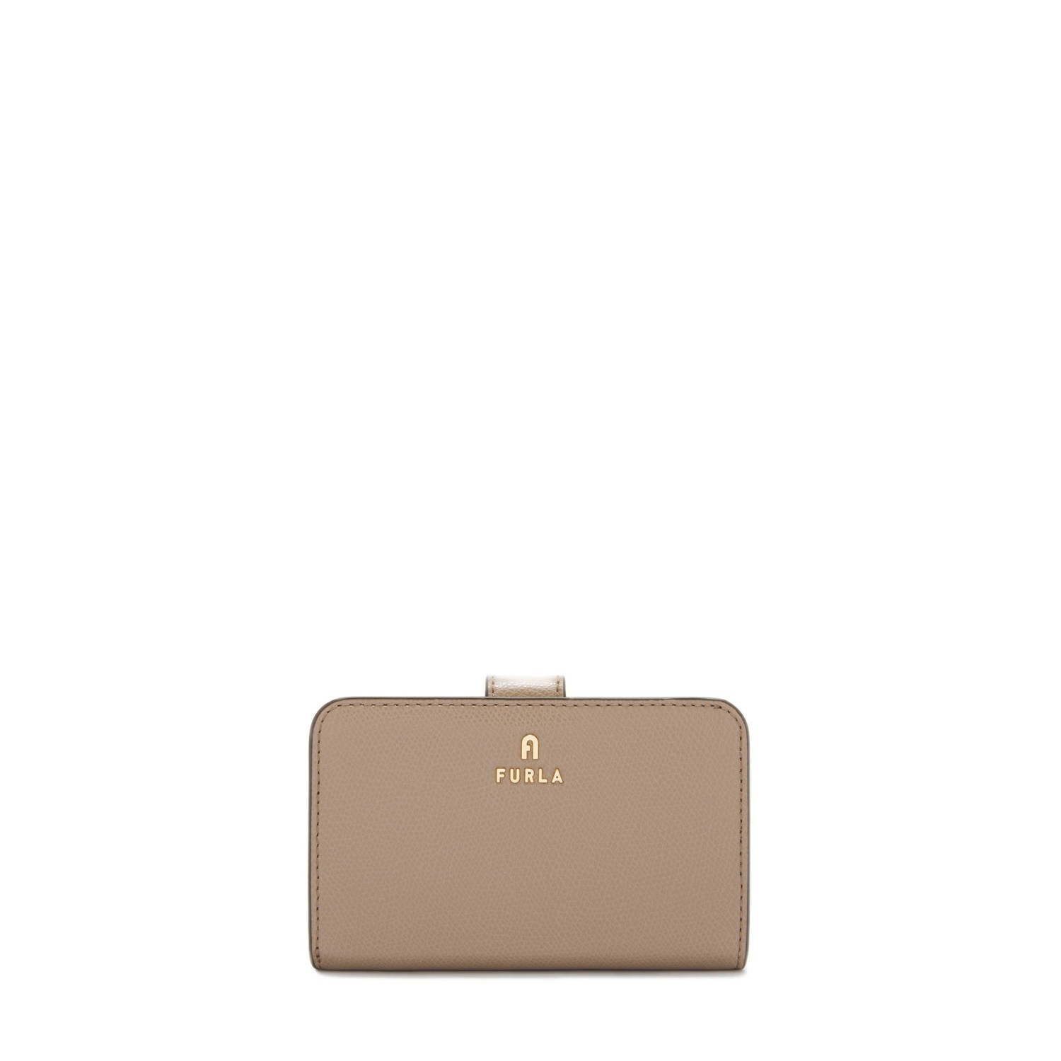 Furla leren portemonnee Camelia Compact M taupe