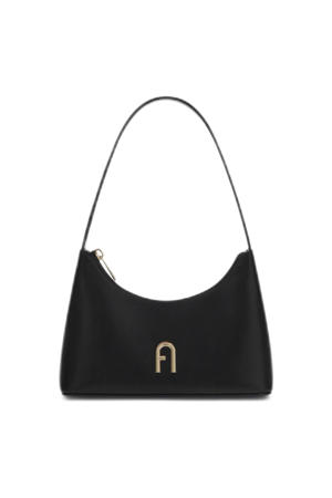 leren schoudertas Diamante Mini zwart