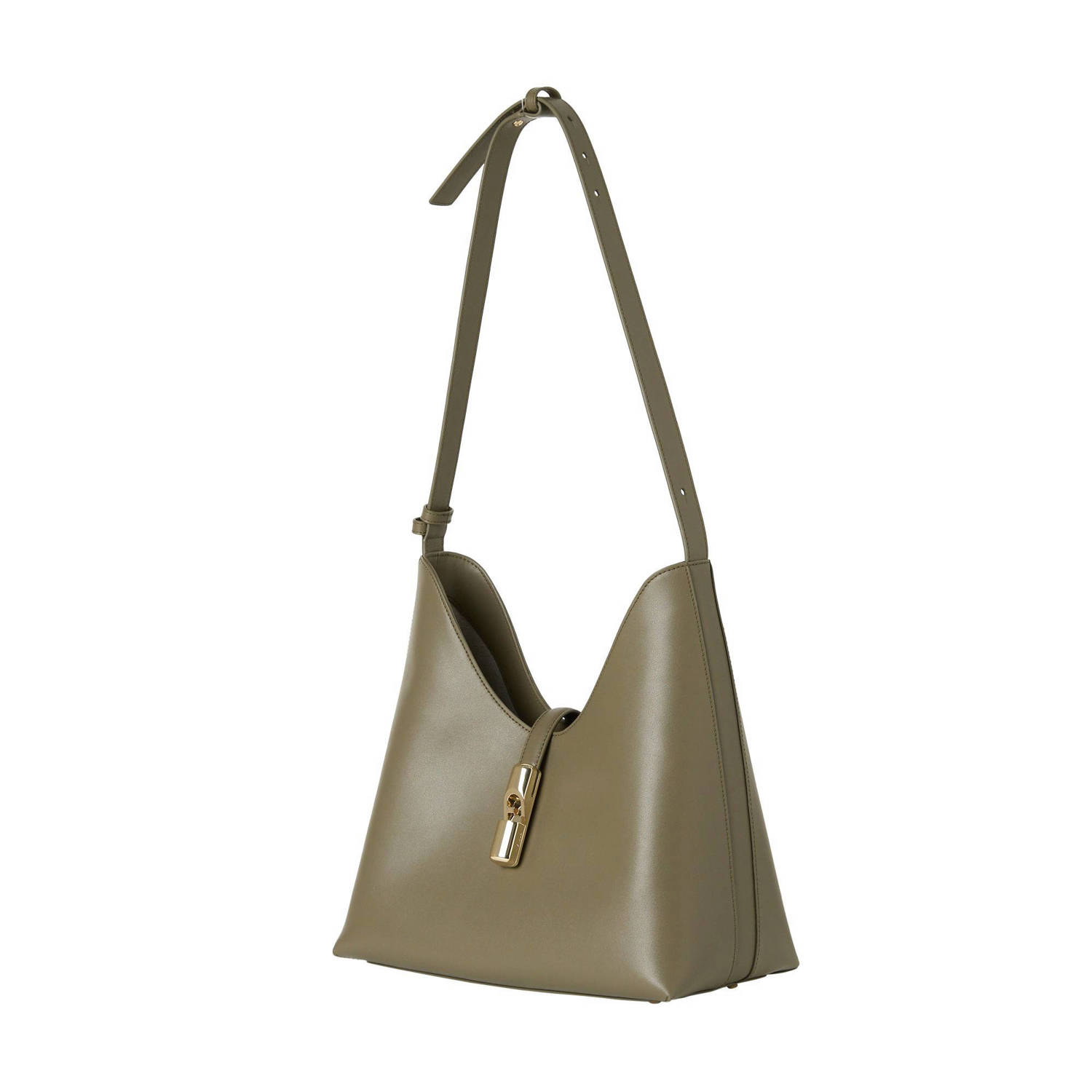 Furla leren schoudertas Goccia M olijfgroen