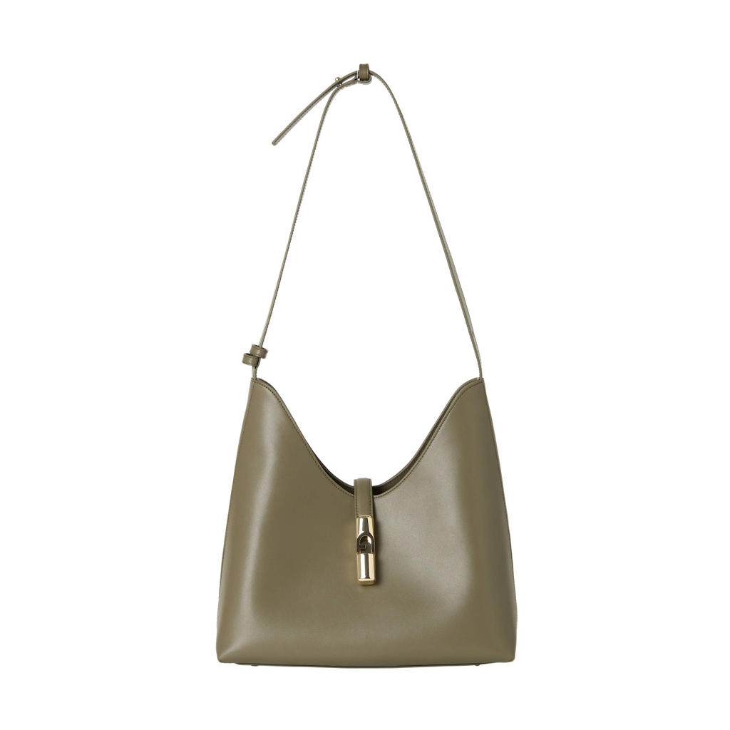 Furla leren schoudertas Goccia M olijfgroen
