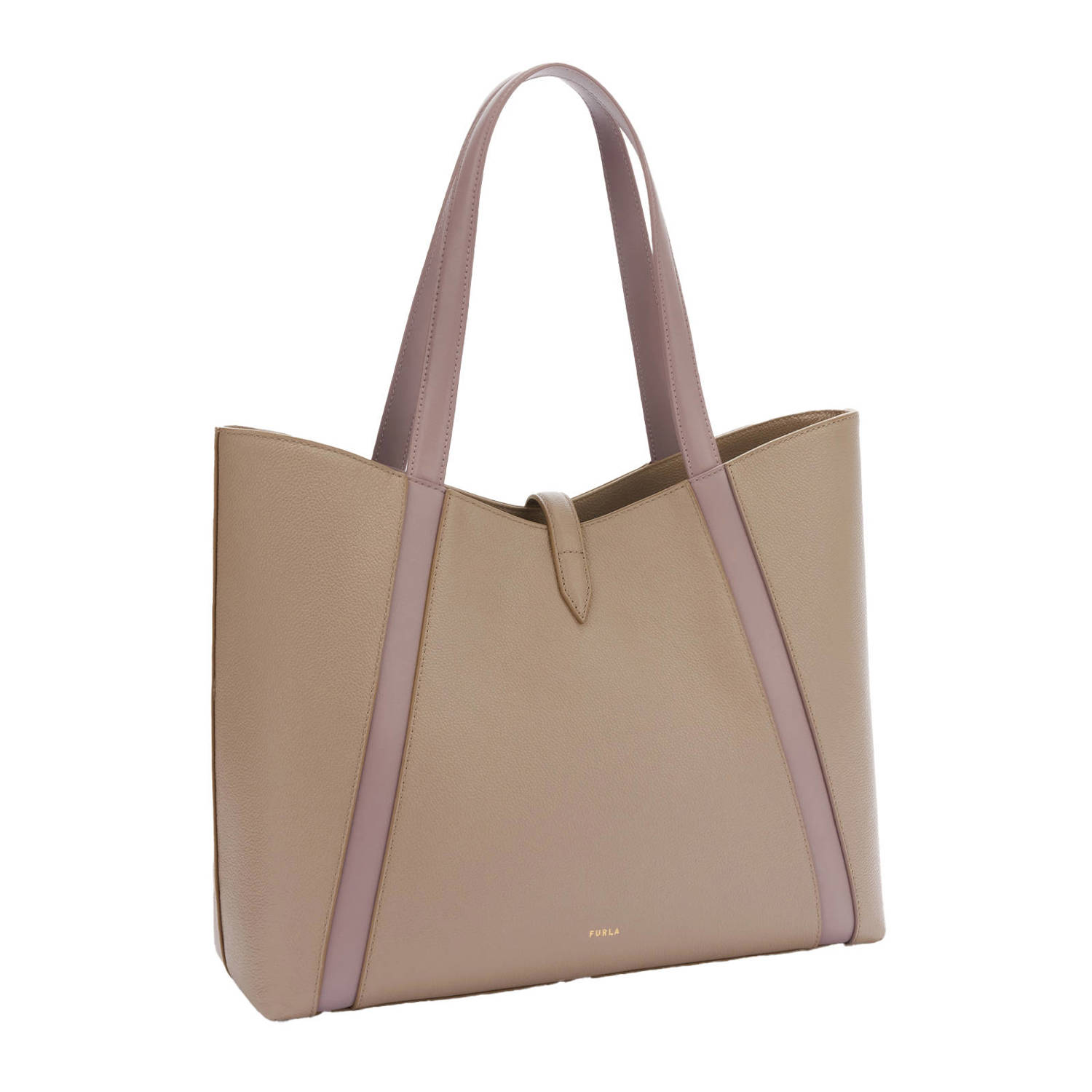 Furla leren shopper Goccia L taupe