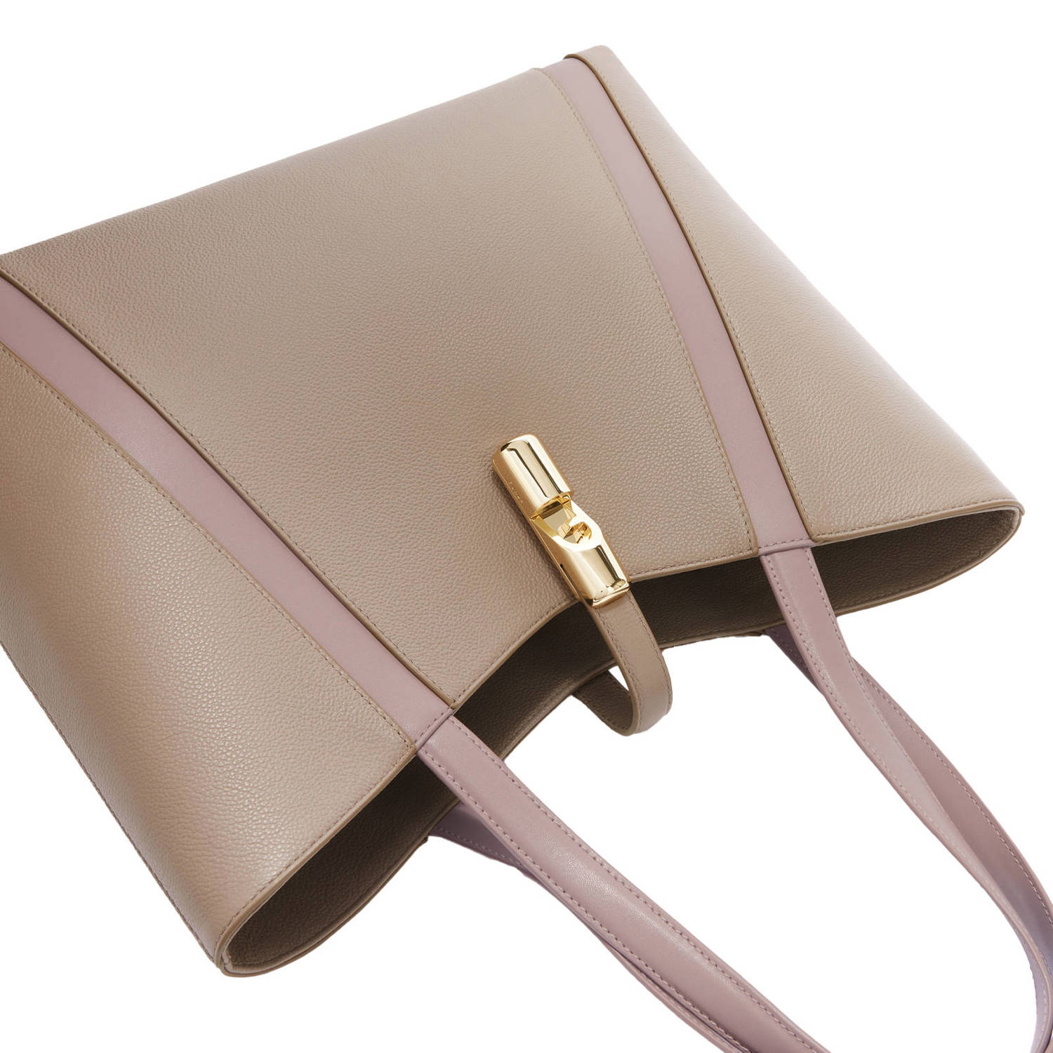 Furla leren shopper Goccia L taupe