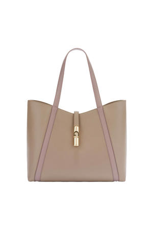  leren shopper Goccia L taupe